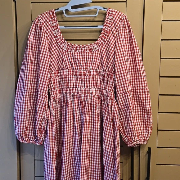 DAMSON MADDER Dakota Red Gingham Bow Midi Dress EU 8/US 4 - Picture 10 of 13